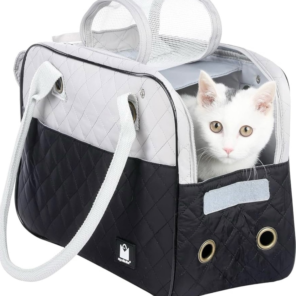 Stylish Black and Gray Cat Carrier